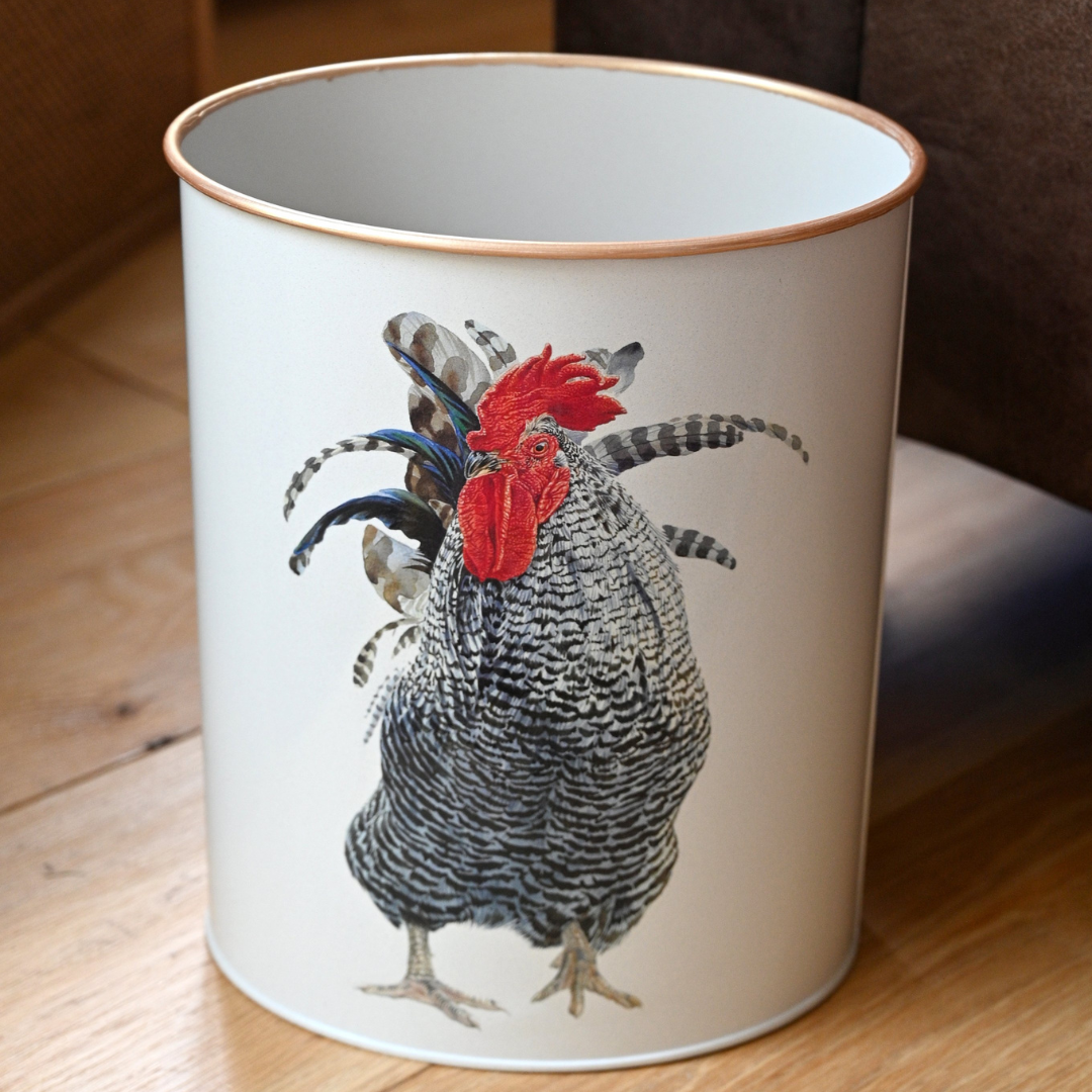 Oval Waste Paper Bin:  Cockerel