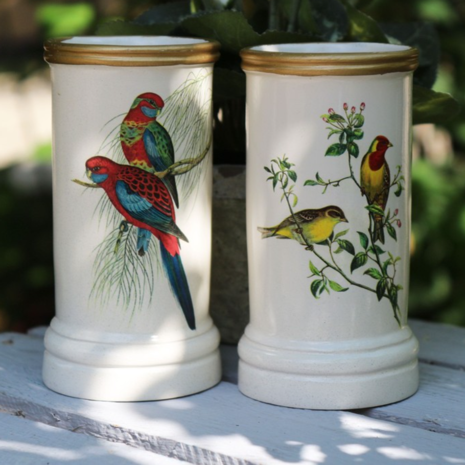 Spill Vase: Oriental Songbirds