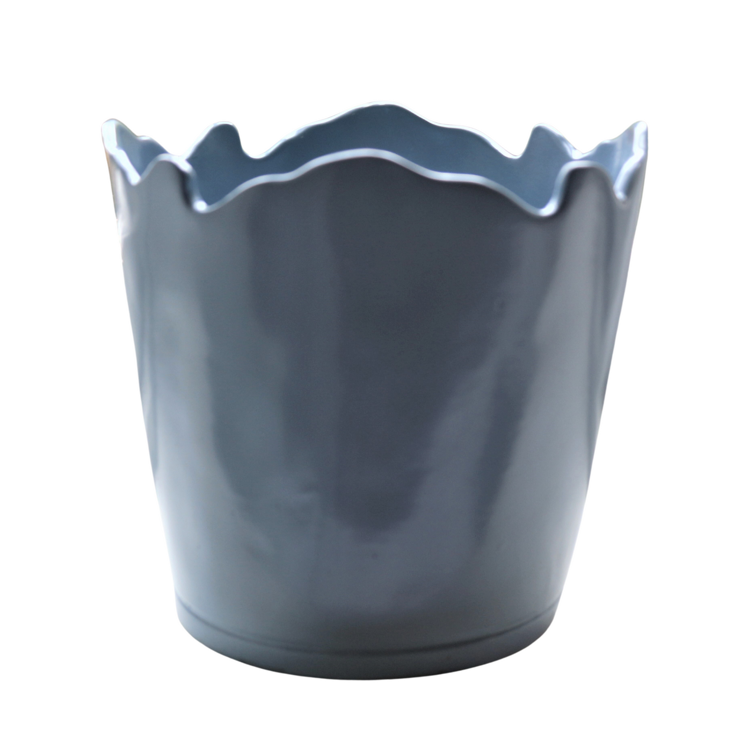 Scalloped Top Cachepot/Decorative Planter: Pastel Blue