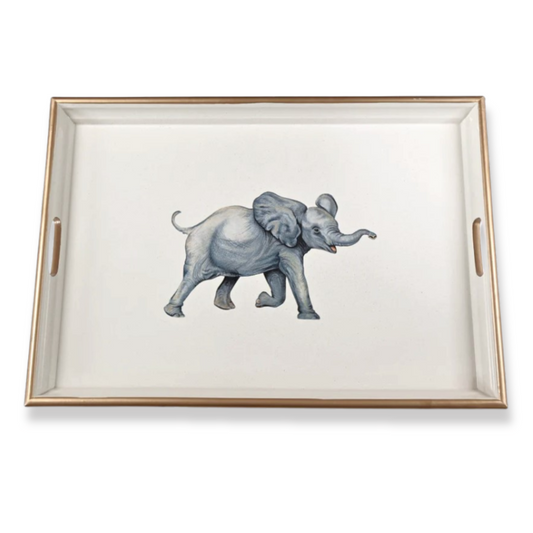 Large Wooden Tray: Elephant