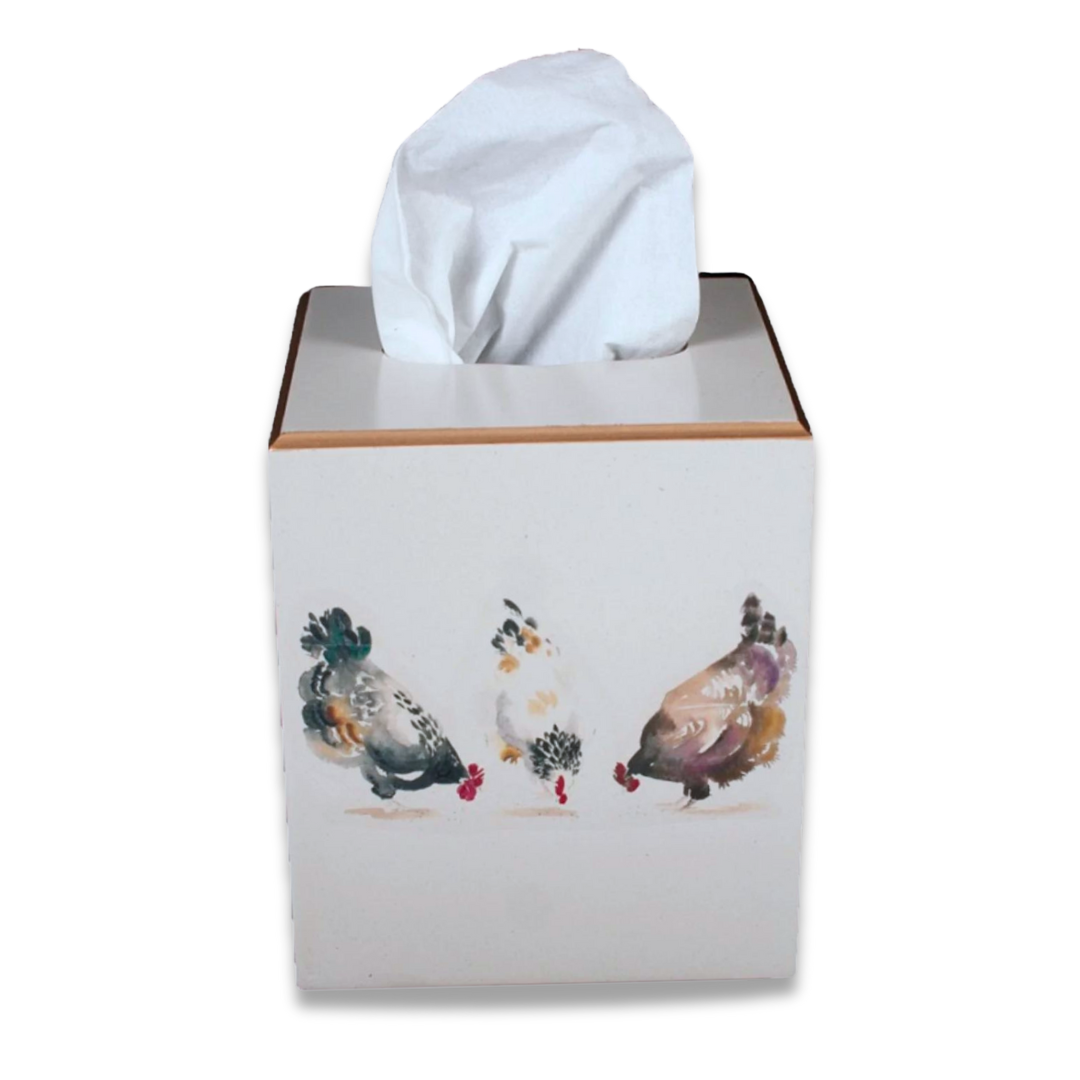 Square Tissue Box Cover: Chickens