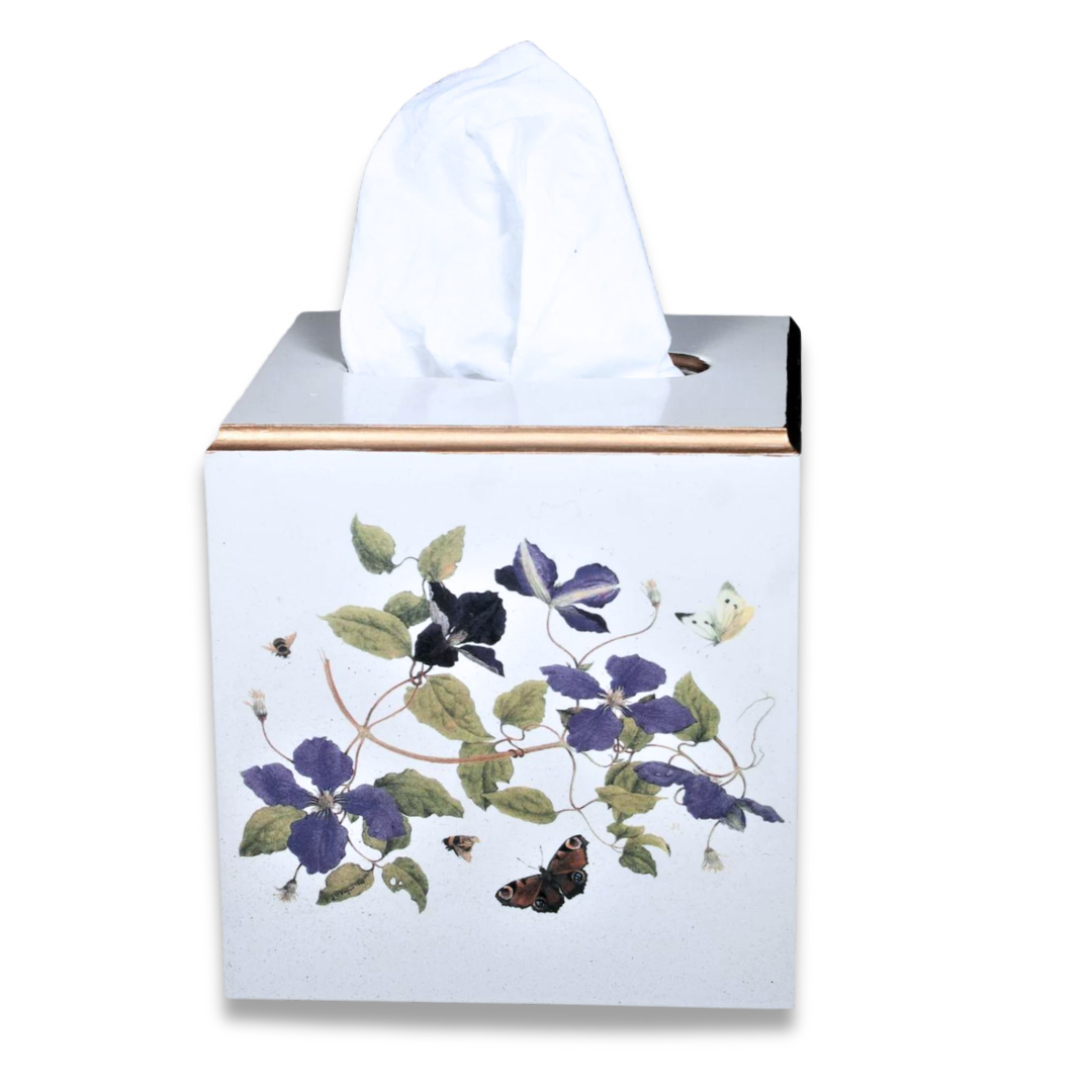 Square Tissue Box Cover: Clematis