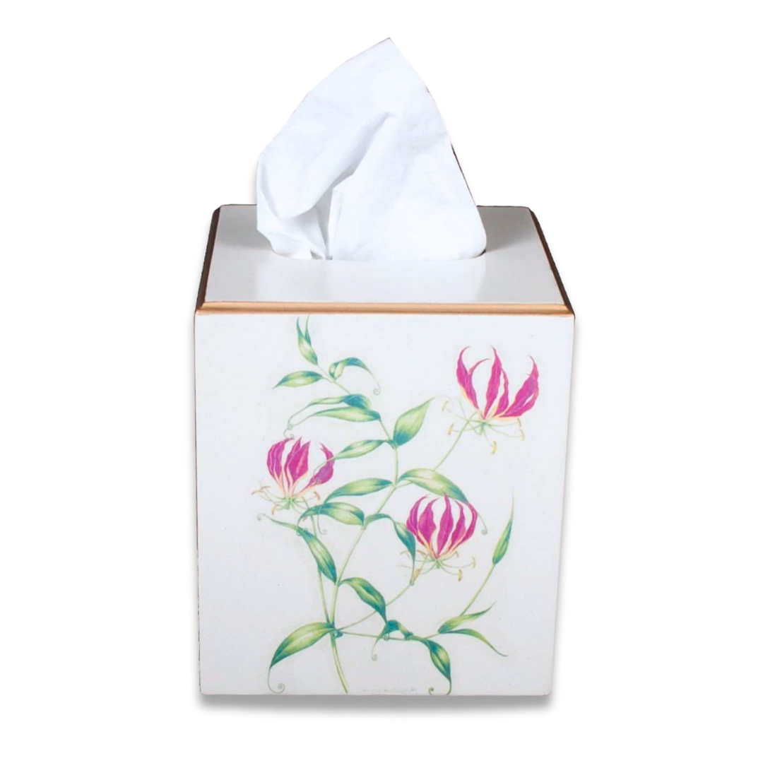 Square Tissue Box Cover: Flame Lily