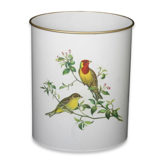 Oval Waste Paper Bin: Oriental Songbirds